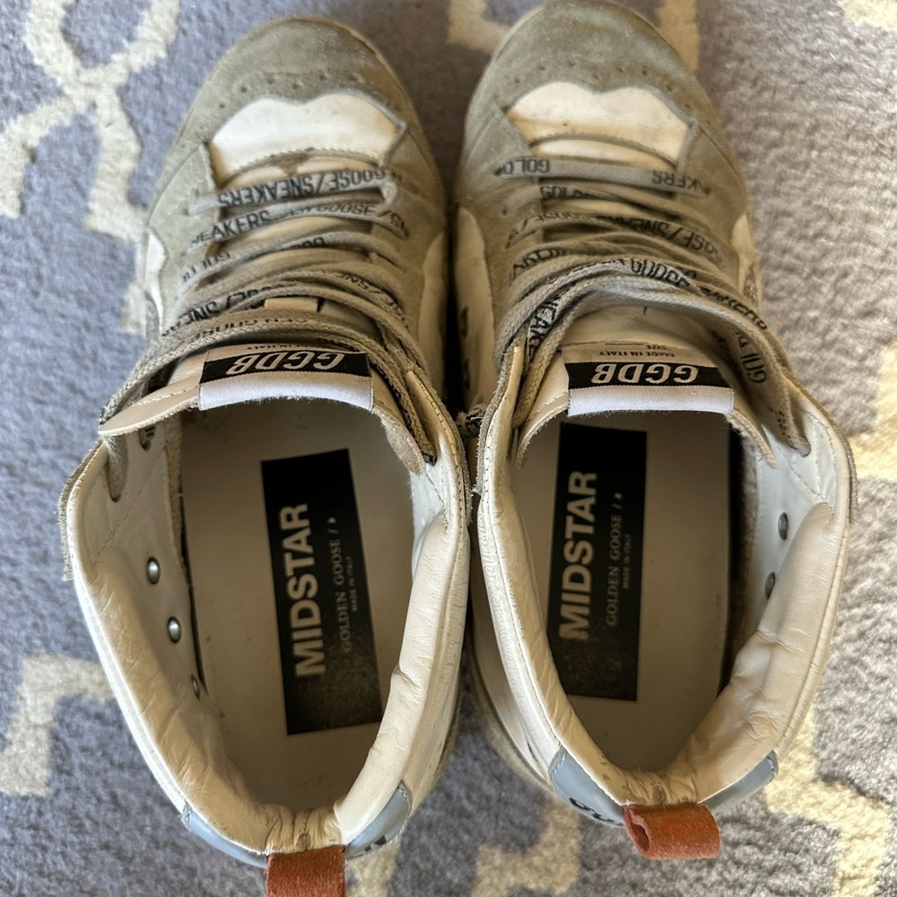 Golden Goose Women’s Deluxe Brand Mid Star Python Silver Glitter Sneakers - Picture 3 of 10